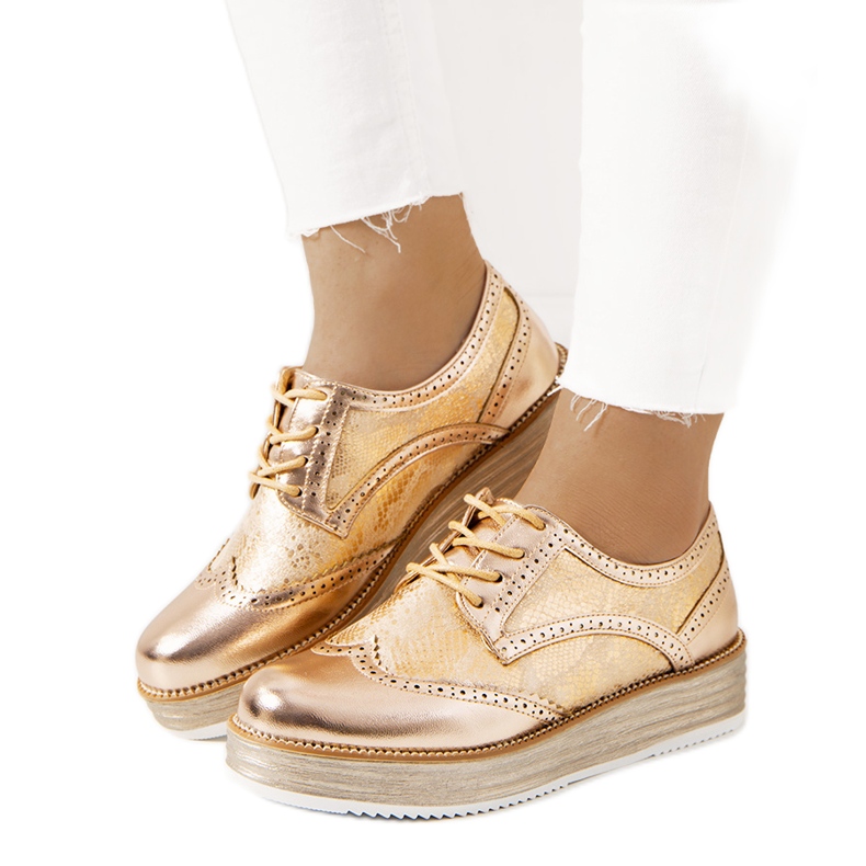 Zapatos champagne de mujer Menard dorado