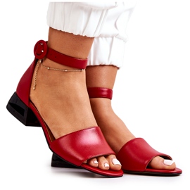 Sandalias Piel Tacón Alto Laura Messi 2143 Rojo