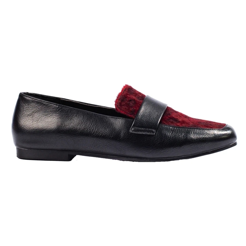 Botines negros y burdeos con pelo