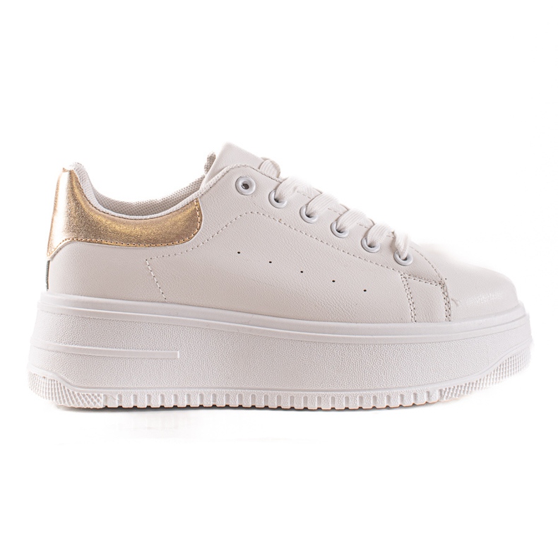 Fashion Zapatillas de moda en la plataforma blanco dorado