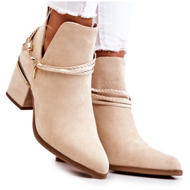 PS1 Botas Vaqueras De Ante Beige Con Rayas Inessa