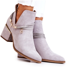 PS1 Botas Vaqueras De Ante Gris Con Rayas Inessa