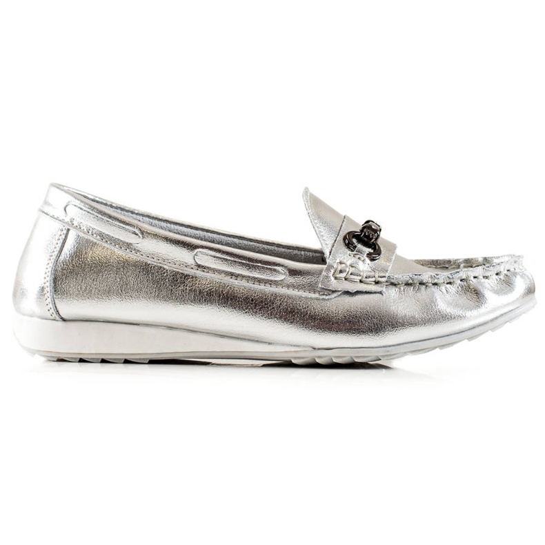 Goodin Mocasines de Piel Plateados plata