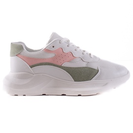 TRENDI Zapatillas Casual Blancas blanco rosa verde