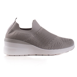 Goodin Zapatillas de cuña sin cordones gris