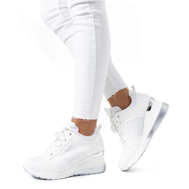 Zapatillas blancas en la cuña Lockett blanco plata