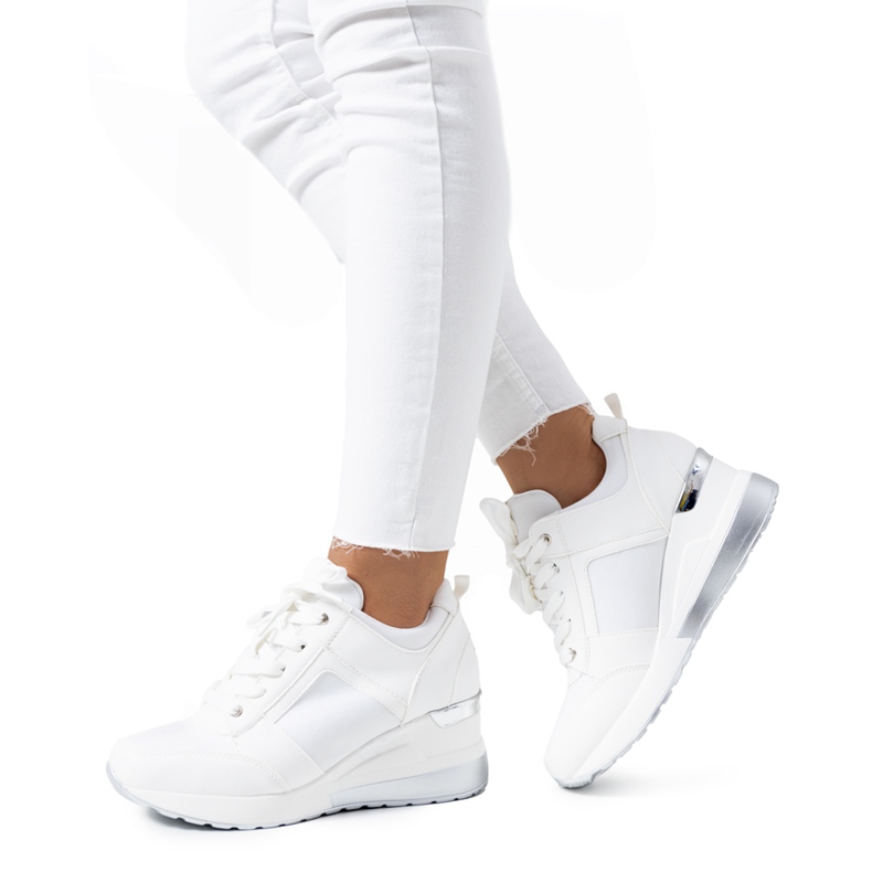 Zapatillas blancas en la cuña Lockett blanco plata Zapatillas blancas en la cuña Lockett blanco plata