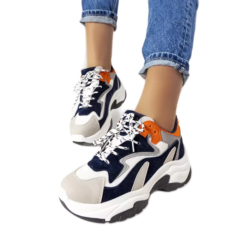 PA1 Zapatillas de suela alta azul marino de Monica blanco naranja gris