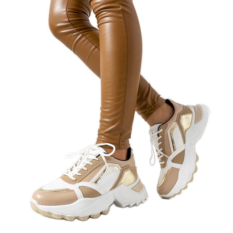 Deportivas rosas Gordani con inserciones metalizadas beige Deportivas rosas Gordani con inserciones metalizadas beige