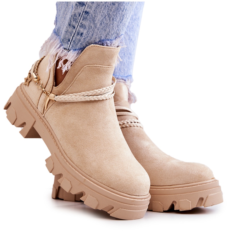 PS1 Botas Worker De Ante Con Tiras Beige Claro Moriah PS1 Botas Worker De Ante Con Tiras Beige Claro Moriah