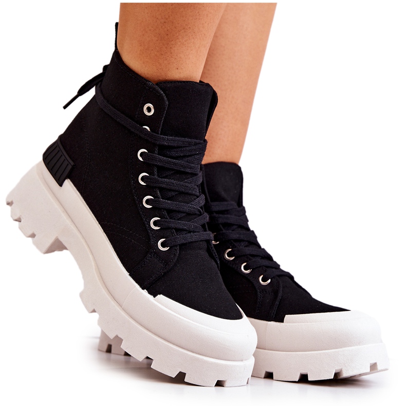 PS1 Botas negras atadas fieles negro PS1 Botas negras atadas fieles negro