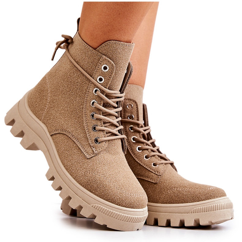PS1 Botas Hurricane beige oscuro de ante anudadas