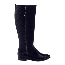 BM Botas negras acolchadas de charol para mujer 1800 negro