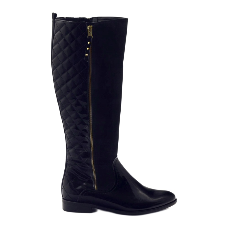BM Botas negras acolchadas de charol para mujer 1800 negro BM Botas negras acolchadas de charol para mujer 1800 negro