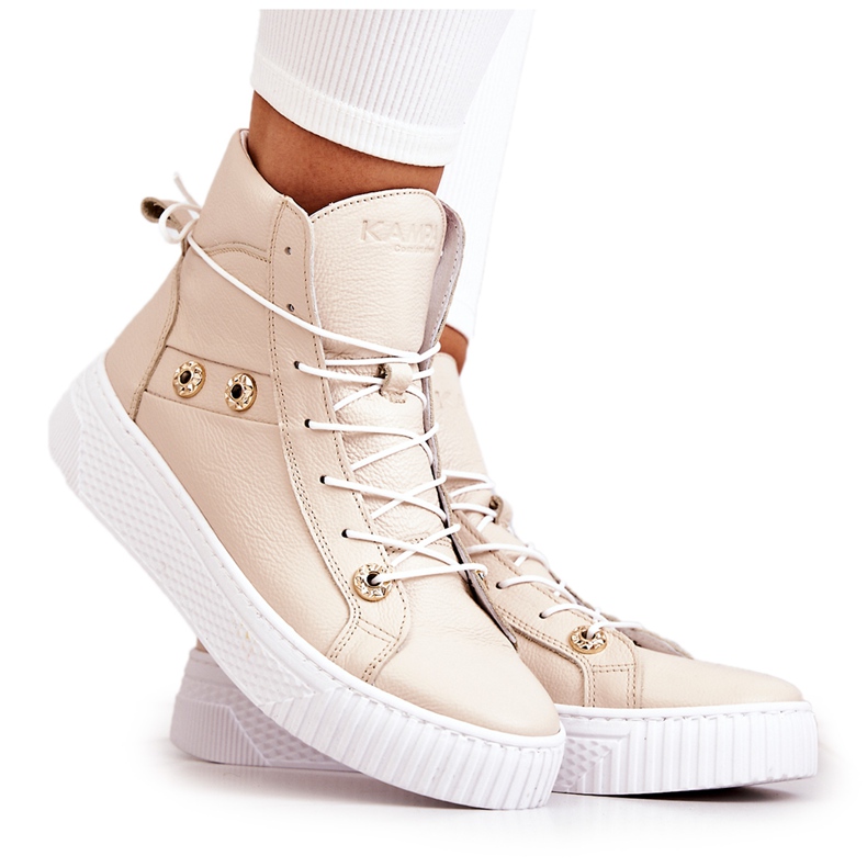 PK1 Zapatillas Bota Alta Piel Beige Ashlee