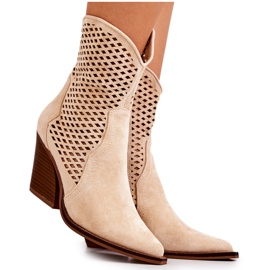 FB1 Botas vaqueras caladas sobre poste Beige Caroline FB1 Botas vaqueras caladas sobre poste Beige Caroline