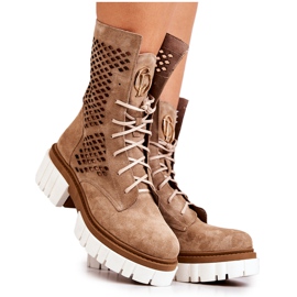 Botas Altas Piel Workers Nicole Camel 2706 marrón
