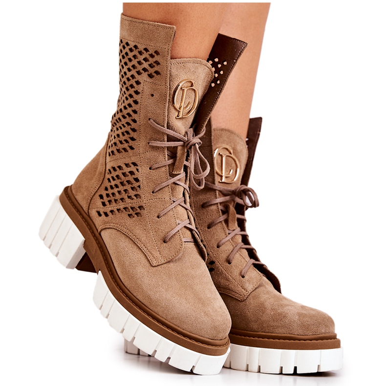 Botas Altas Piel Workers Nicole Marrón Claro 2706