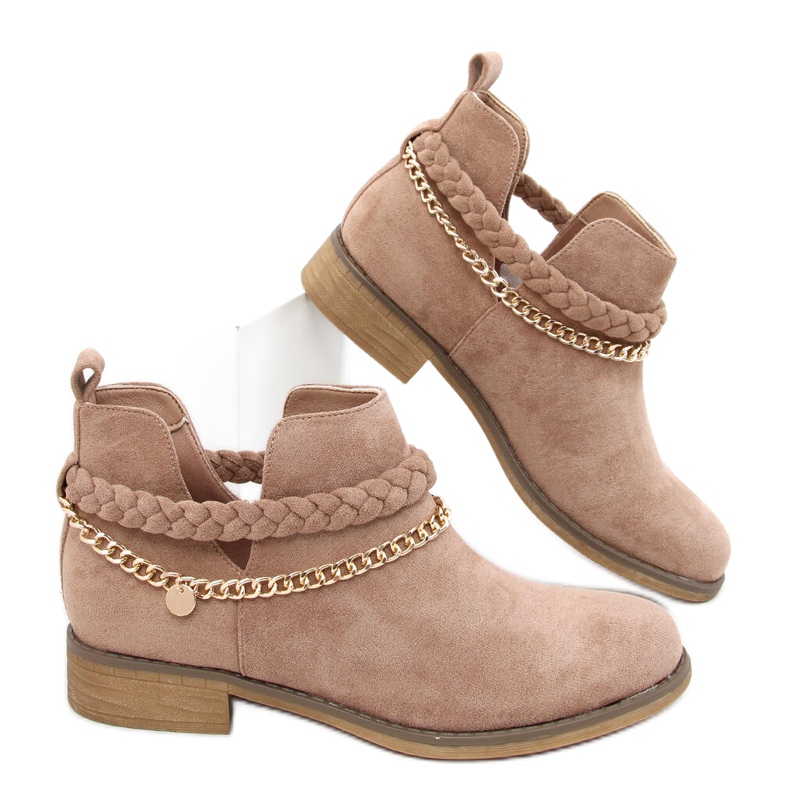 Botas cut-out con cadena Cupro Khaki beige Botas cut-out con cadena Cupro Khaki beige