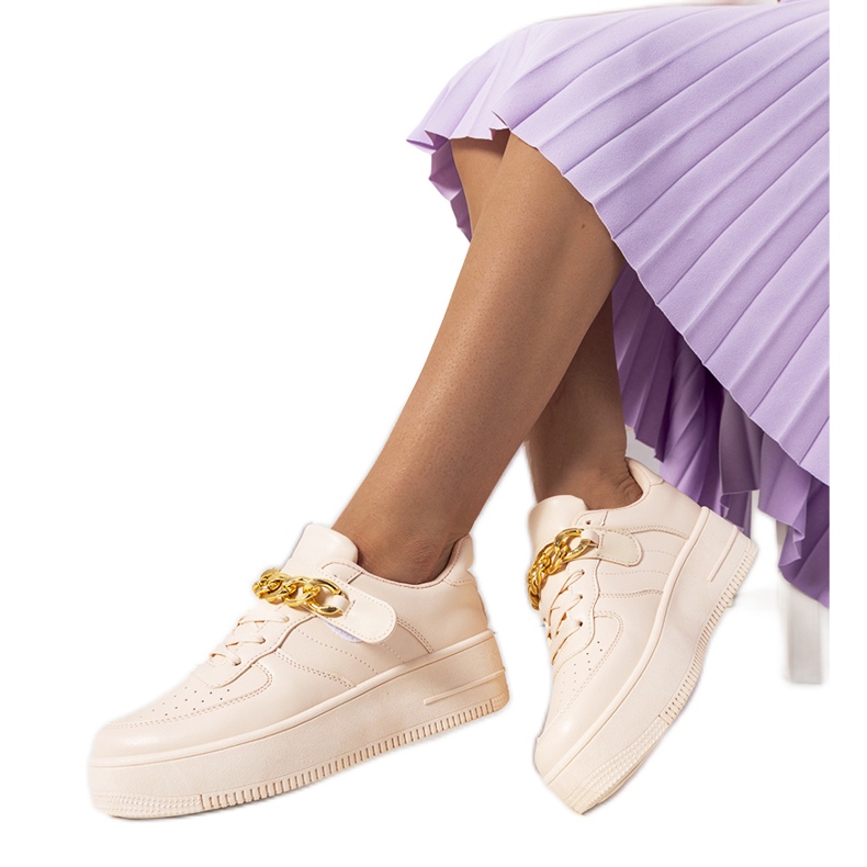 Deportivas rosas con cadena Memphis beige Deportivas rosas con cadena Memphis beige