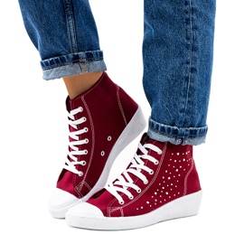 Zapatillas tobilleras burdeos con cuña Bondi rojo