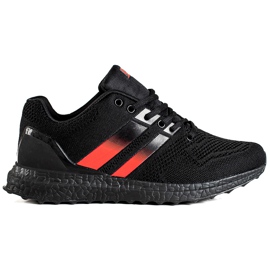 DK Zapatos deportivos de hombre con correas. negro rojo