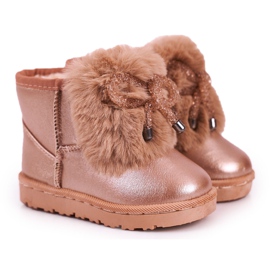 Botas de nieve para niños con piel Aurora Dorada Rosa dorado