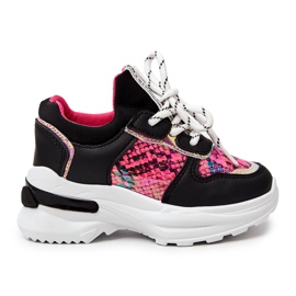FR1 Deportivas negras de piel de serpiente Gabbie negro rosado