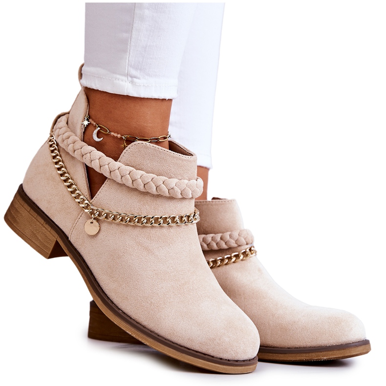 PS1 Botas Ante Con Cadena Beige Talitha PS1 Botas Ante Con Cadena Beige Talitha
