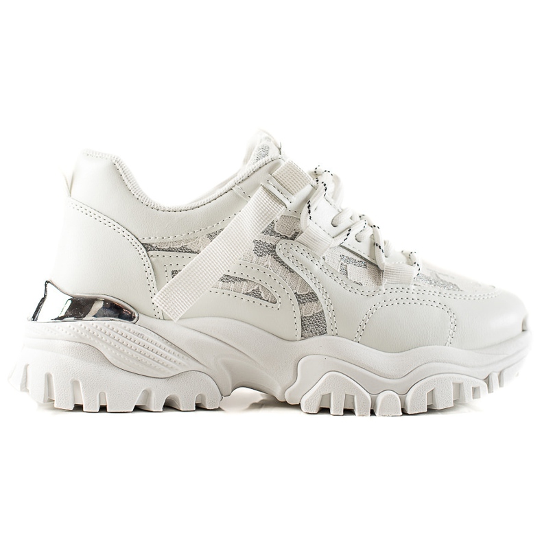 TRENDI Zapatillas de moda con purpurina blanco