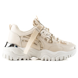TRENDI Zapatillas de moda con purpurina beige