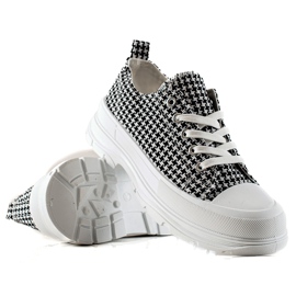 Bona Zapatillas bajas a cuadros blanco negro