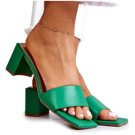 FJ1 Sandalias Netty De Cuero Verde Con Tacón Alto