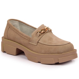 Zapatos de piel con cadena Filippo W PAW252B beige