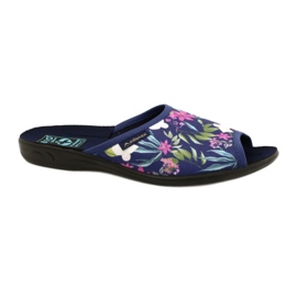 Zapatillas casa mujer con flores Adanex Sara SAK1 27272 azul marino azul rosado verde