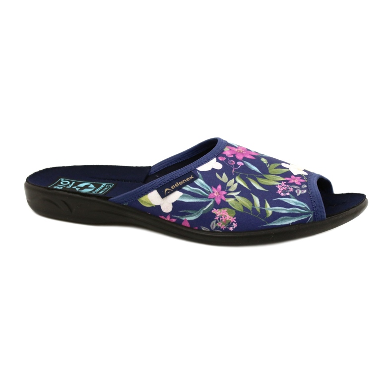 Zapatillas casa mujer con flores Adanex Sara SAK1 27272 azul marino azul rosado verde