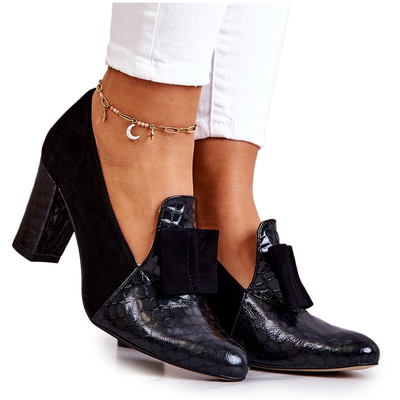 PA2 Zapatos negros de piel de serpiente Kathleen Suede