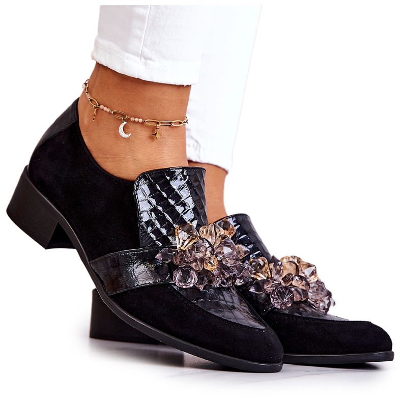 Zapatos De Ante Con Adorno Davine Negro