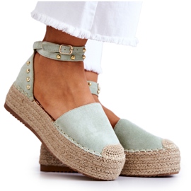 FB2 Sandalias Alpargatas Lillian Verde Con Chorros