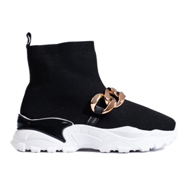 TRENDI Zapatillas sin cordones con cadena negro