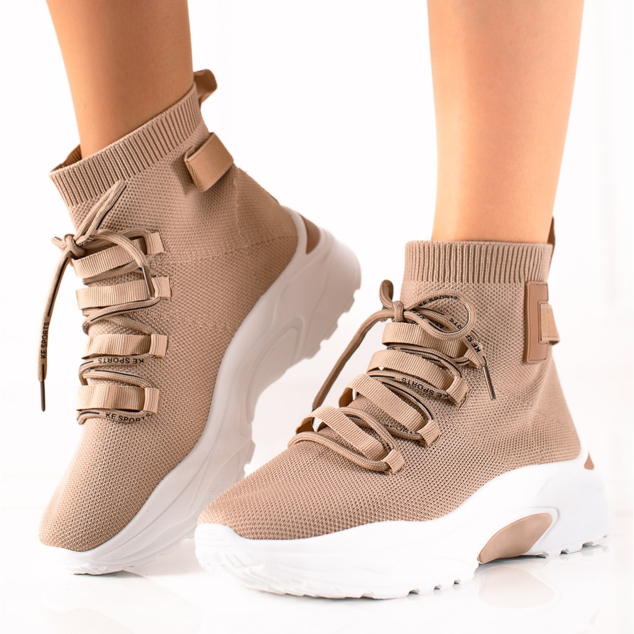 Botas Beis Deportiva Tipo Calcetin Botas Tipo Calcetín Cali Beige