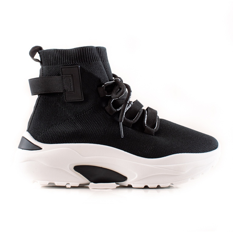 TRENDI Zapatillas sin cordones con calcetín negro TRENDI Zapatillas sin cordones con calcetín negro