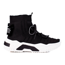 TRENDI Zapatillas de moda con calcetín. negro