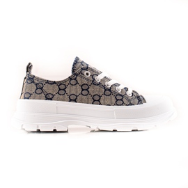 Bona Zapatillas En La Plataforma Con Patrones multicolor gris