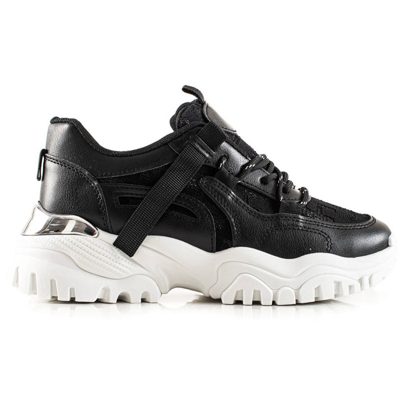 TRENDI Zapatillas de moda con purpurina negro