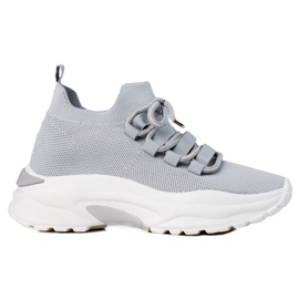 TRENDI Zapatillas Atadas En La Plataforma gris
