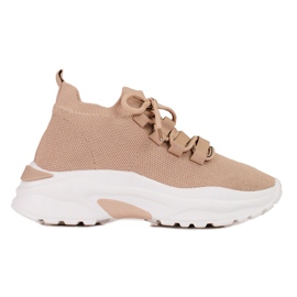 TRENDI Zapatillas Atadas En La Plataforma beige