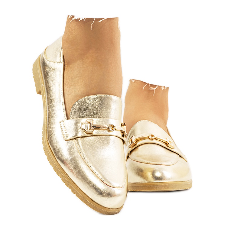 Mocasín tacón plano Aniria oro dorado Mocasín tacón plano Aniria oro dorado