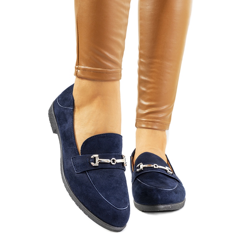 Mocasines Aniria azul marino con tacón plano