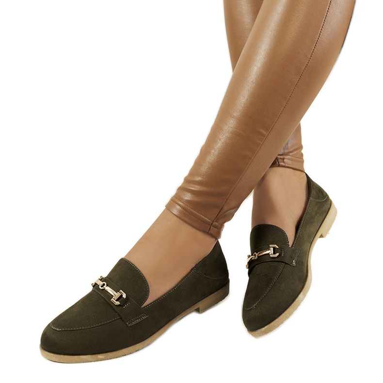 Mocasín tacón plano Aniria verde caqui Mocasín tacón plano Aniria verde caqui